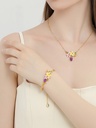 Grape Flower Blossom Branch Enamel Chain Bangle Bracelet Handmade Jewelry Gift3