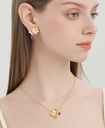 Grape Flower Blossom Enamel Stud Earrings Handmade Jewelry Gift2