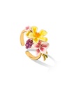 Grape And Flower Blossom Enamel Adjustable Ring Handmade Jewelry Gift1