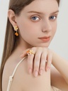 Pear Fruit Flower Enamel Adjustable Ring Handmade Jewelry Gift3