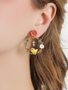 Cute Yellow Chicken Enamel Earrings Chick Flower Jewelry Clip/Stud Earrings