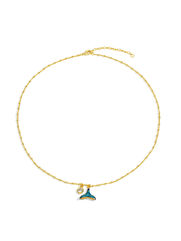 Mermaid Fish Tail Enamel Pendant Necklace Handmade Jewelry Gift1