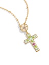 Flower And Cross Enamel Pendant Necklace Handmade Jewelry Gift2