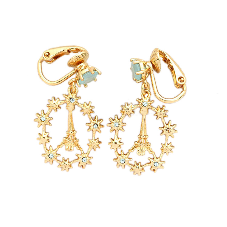 Eiffel Tower Enamel Jewelry Stud Clip Earrings