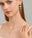 Flower And Cross Enamel Dangle Earrings Handmade Jewelry Gift2