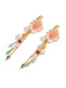 Peach Blossom Flower Enamel Tassel Dangle Earrings Handmade Jewelry Gift1
