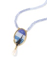 Starry Night Enamel Drop Pearl Pendant Crystal Bead Strand Necklace1