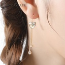 Enamel Glazed Bee Heart-shaped Shell Tassel Inlaid Zircon Hook Earrings