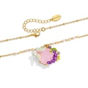 Lavender Purple Flower And Stone Butterfly Enamel Pendant Necklace2