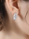 Enamel Glazed Cute Hippopotamus Stud Earrings 925 Silver Needle