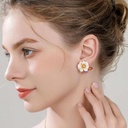 Jasmine Flower Pearl Enamel Stud Earrings3
