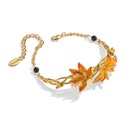 Orange Blossom Flower Branch Pearl Black Agate Enamel Bracelet1