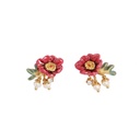 Enamel Glazed Cherry Blossoms Tassel Earrings 925 Silver Needle