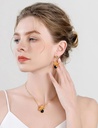 Orange Blossom Flower With Black Agate Enamel Stud Dangle Earrings4