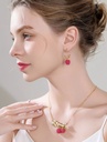 Raspberry Enamel C Shape Stud Hoop Dangle Earrings4