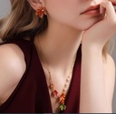 Maple Leaf With Zircon Enamel Stud Earrings2