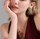 Maple Leaf With Zircon Enamel Stud Earrings3