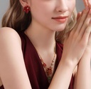 Maple Leaf With Zircon Enamel Stud Earrings