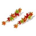 Maple Leaf And Zircon Enamel Dangle Stud EarringsAdjustable Ring2