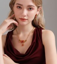 Maple Leaf And Zircon Enamel Dangle Stud EarringsAdjustable Ring5