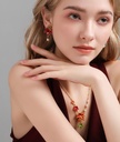 Maple Leaf With Zircon Pearl Enamel Dangle Stud Earrings4