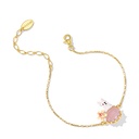 Cute Rabbit Bunny With Stone Flower Enamel Thin Bracelet2