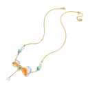 Fish Coral Zircon And Pearl Enamel Pendant Necklace1