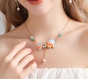 Fish Coral Zircon And Pearl Enamel Pendant Necklace3
