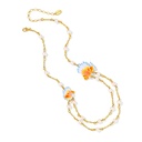 Fish And Pearl Enamel Strand Chain Necklace1