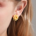 Yellow Flower Enamel Stud Earrings Jewelry Gift3