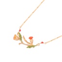 Enamel Glazed Mimosa Plant Clavicle Chain Necklace 18K Gold Plated Copper
