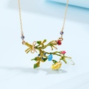 Enamel Glazed Rose Flower Ladybug Crystal Rhinestone Irregular Clavicle Chain Necklace