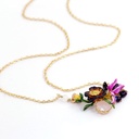 Enamel Squirrel Mushroom Red Fruit Pendant Necklace