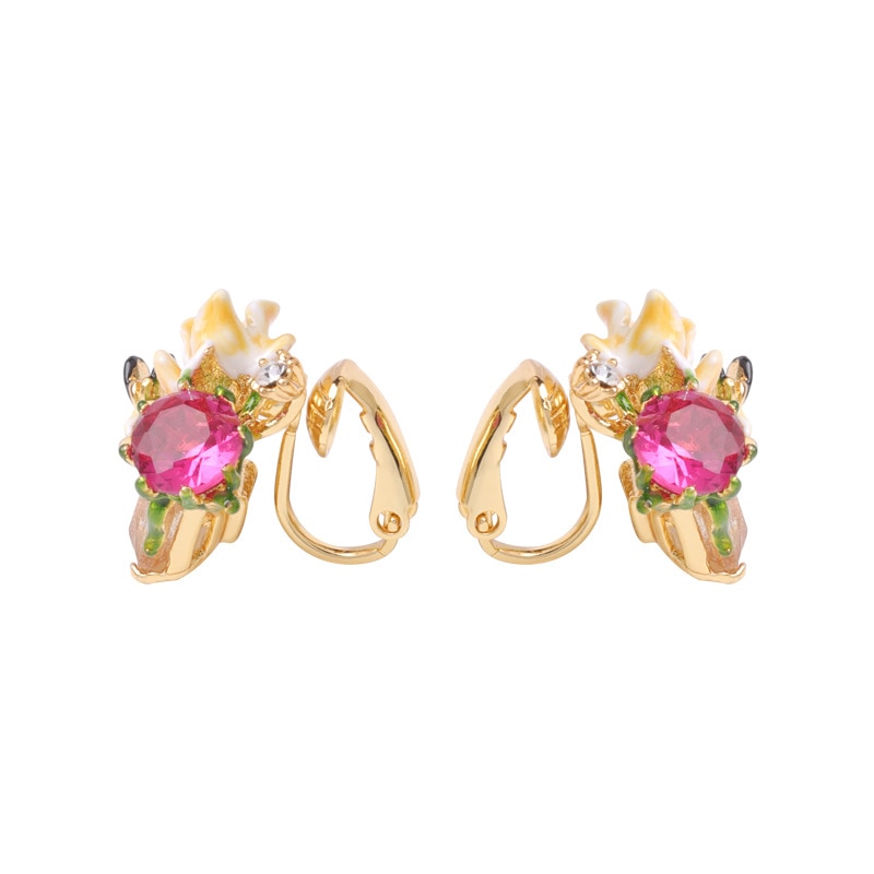 Flower Group Enamel Earrings Jewelry Stud Clip Earrings