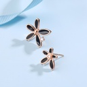 Black Fresh Flower Asymmetry 925 Silver Stud Earrings