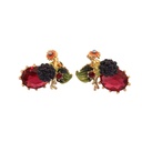 Black Fruit Red Rhinestone Enamel Earrings Jewelry Stud Earrings