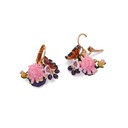 Flower And Stone Enamel Hook Earrings