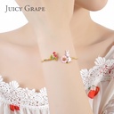 Enamel Glazed Cute Rabbit Bunny Red Mushroom Inlaid Zircon Bracelet 18K Gold Plated