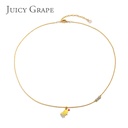 Enamel Glazed Yellow Chick Inlaid Gem Clavicle Chain Necklace