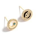 Enamel Glazed Sun Moon Star Asymmetric Zircon Crystal Stud Earrings