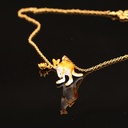 France Enamel Glaze Kangaroo Crystal Plated Really Gold Clavicle Chain