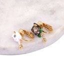 Black and White Cat Kitten Enamel Earrings Jewelry Stud Clip Earrings