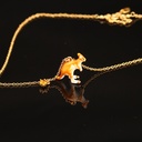 France Enamel Glaze Kangaroo Crystal Plated Really Gold Clavicle Chain
