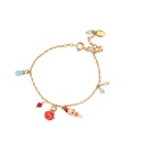 Parrot Red Flower Pendant Gold Plated Jewelry Enamel Bracelet