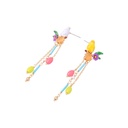 Yellow White Parrot Bird On A Branch Tassel Enamel Earrings Jewelry Gift