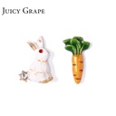 Rabbit Carrot Chinese Cabbage Enamel Stud Earrings Jewelry Gift