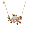 Owl Bird Couple On A Branch Ename Necklace