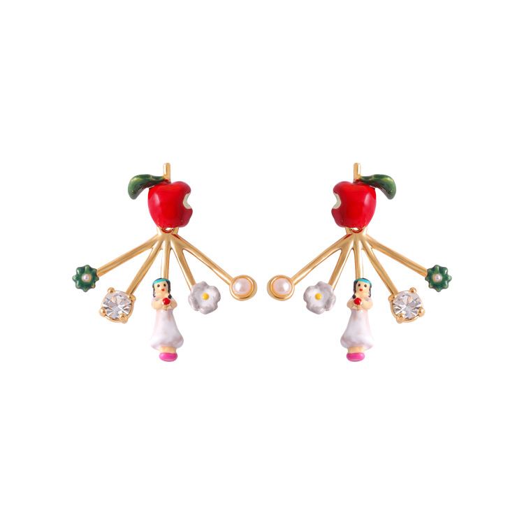 Poison Apple Removable Snow White Clasp Stud Earrings