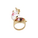 Sweet Sleeping Cat Kitty Kitten Enamel Ring