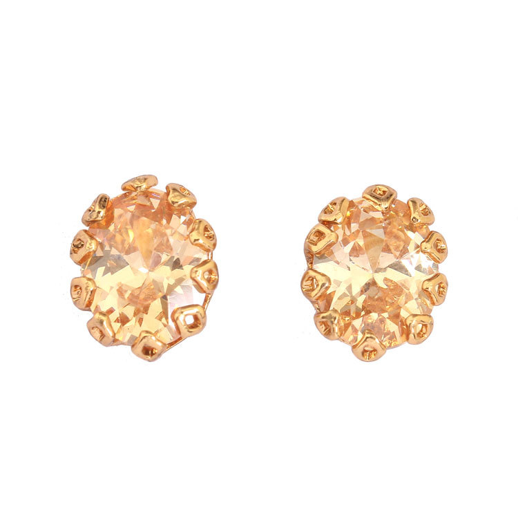 Champagne Oval-shaped Enamel Earrings Jewelry Stud Earrings